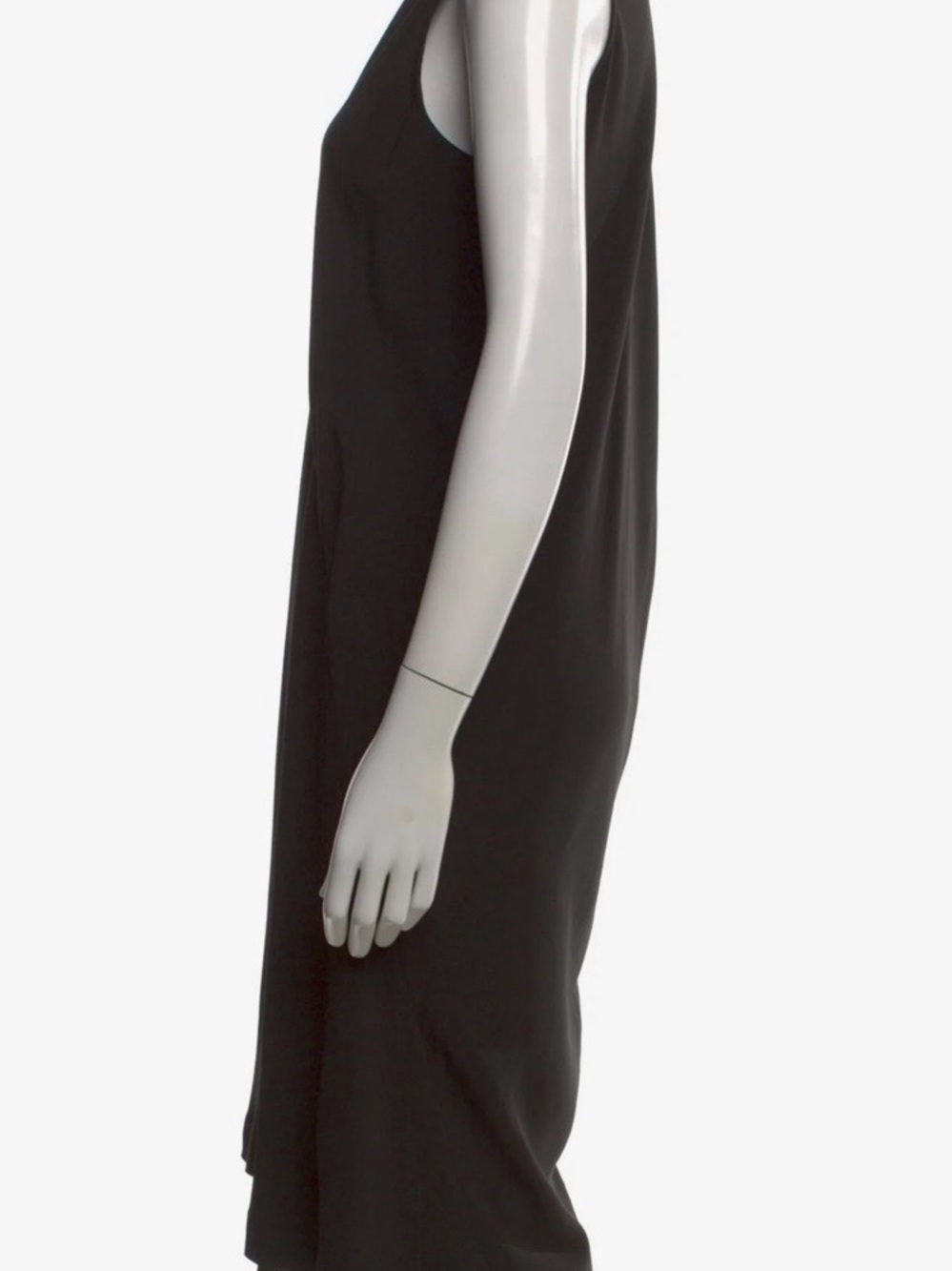 Rick Owens Black Sleeveless Midi Dress with Draped Front - Picture 2 of 3